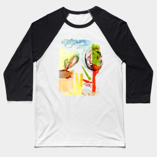 Abstract mixed media colorful landscape illustration Baseball T-Shirt